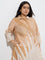 Diza Beige Leaf Printed A-Line Kurta