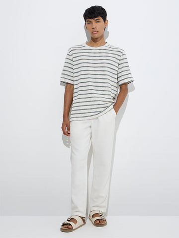 ETA White Knit-Textured Relaxed-Fit T-Shirt