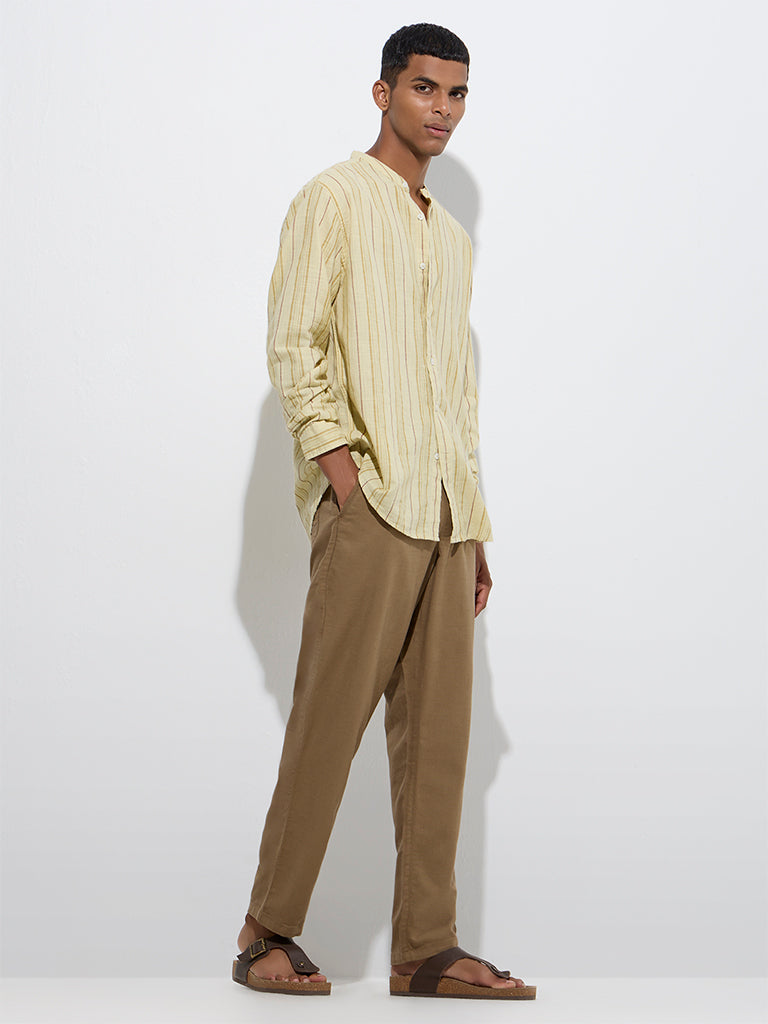 ETA Brown Solid Relaxed-Fit Mid-Rise Cotton Chinos