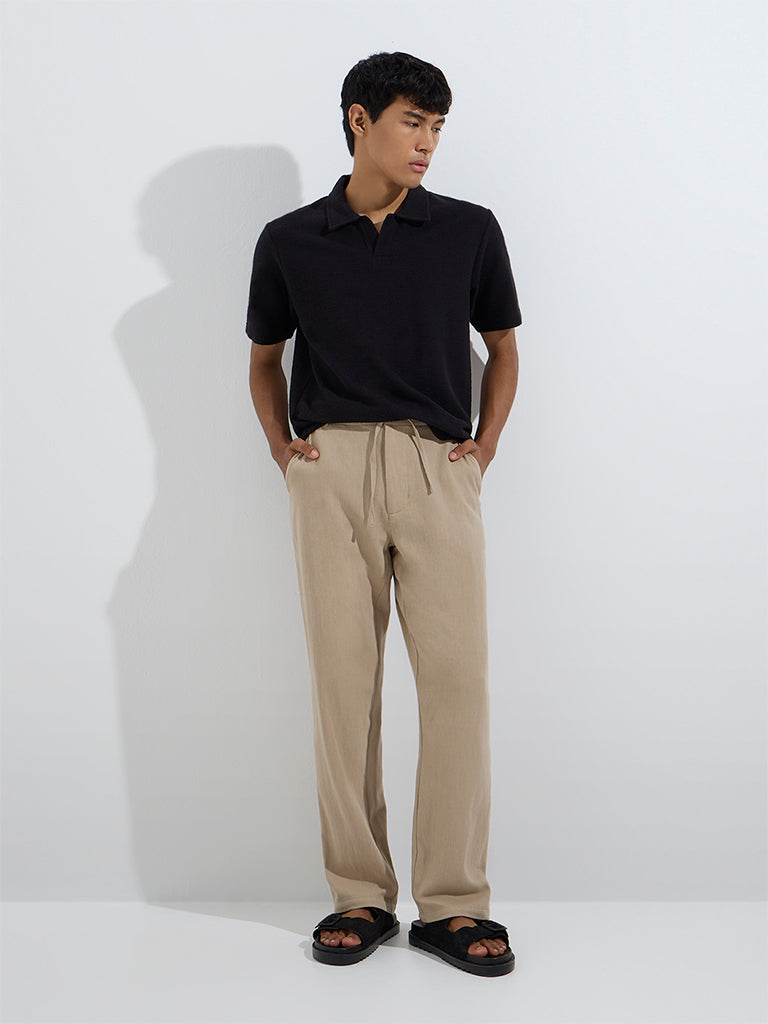 ETA Taupe Relaxed-Fit Mid-Rise Cotton-Blend Chinos
