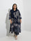 Diza Navy Tropical Pattern A-Line Kurta