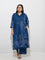 Diza Indigo Botanical Pattern A-Line Kurta
