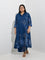 Diza Indigo Botanical Pattern A-Line Kurta