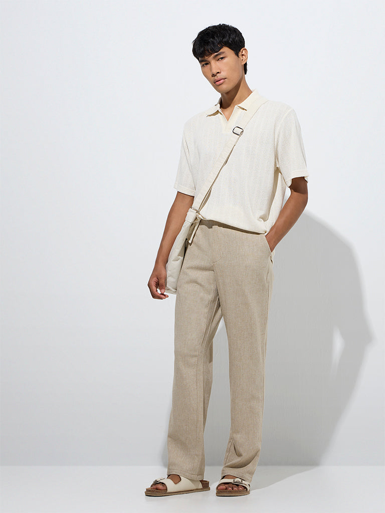 ETA Beige Relaxed-Fit Mid-Rise Cotton-Blend Chinos