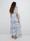 Bombay Paisley White Floral Patterned Cotton Tiered Dress