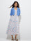 Bombay Paisley Blue Foliage Cotton Tiered Dress with Jacket
