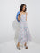 Bombay Paisley Blue Foliage Cotton Tiered Dress with Jacket