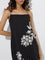 Bombay Paisley Black Floral Detailed Cotton A-Line Dress