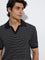 Ascot Black Striped Relaxed-Fit Cotton-Blend Polo T-Shirt