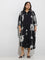 Gia Black Floral Design Shirt Dress