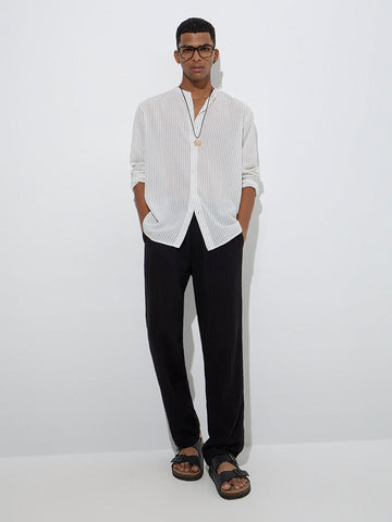 ETA Off-White Stripe Patterned Relaxed-Fit Cotton Shirt