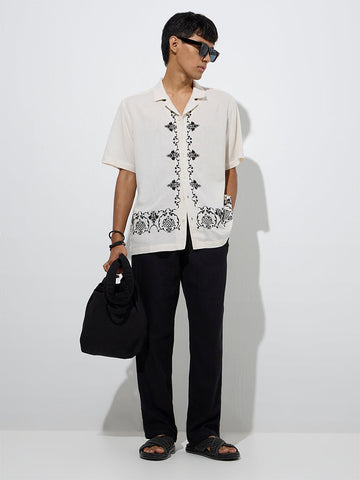 ETA Off-White Embroidered Relaxed-Fit Shirt