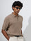 Ascot Taupe Relaxed-Fit Cotton-Blend Quarter-Zip Polo T-Shirt
