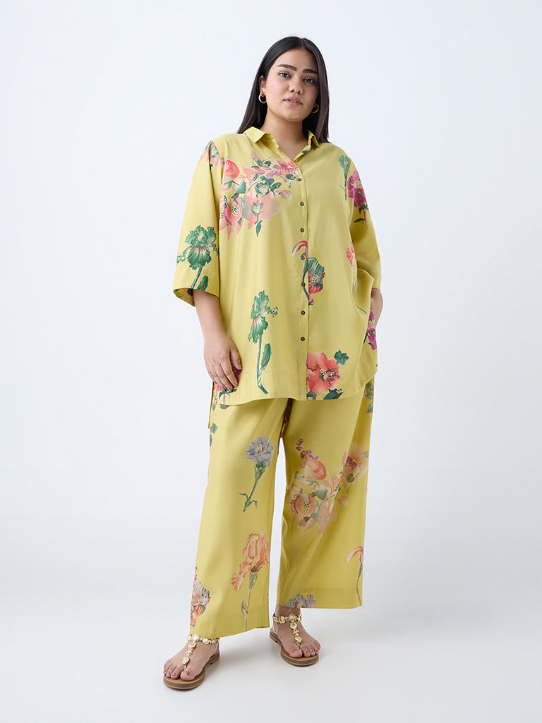 Diza Yellow Floral Printed Ethnic Pants