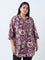 Diza Plum Floral Detailed Ethnic Tunic