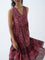 Bombay Paisley Maroon Floral Pattern Cotton Tiered Dress
