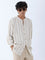 ETA Off-White Stripe Design Relaxed-Fit Cotton-Blend Shirt