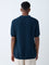 ETA Dark Teal Knit-Textured Relaxed-Fit Polo T-Shirt