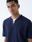 ETA Navy Solid Relaxed-Fit Cotton T-Shirt