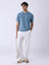 ETA Dusty Blue Woven-Textured Relaxed-Fit Cotton T-Shirt