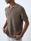ETA Brown Knit-Textured Relaxed-Fit Cotton Polo T-Shirt