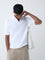 ETA White Knit-Textured Relaxed-Fit Cotton Polo T-Shirt