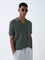 ETA Olive Knit-Textured Relaxed-Fit Cotton Polo T-Shirt
