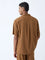 ETA Brown Solid Relaxed-Fit Cotton-Blend Shirt