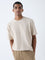ETA Beige Self-Textured Relaxed-Fit Cotton-Blend T-Shirt