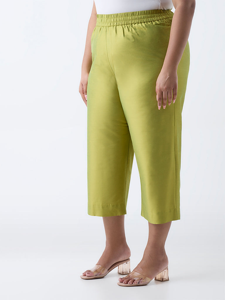 Diza Lime Solid Ethnic Pants