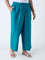 Diza Teal Solid Ethnic Pants