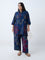 Diza Indigo Bandhani Floral Pattern Pants