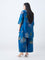 Diza Blue Botanical Printed High-Low Tunic