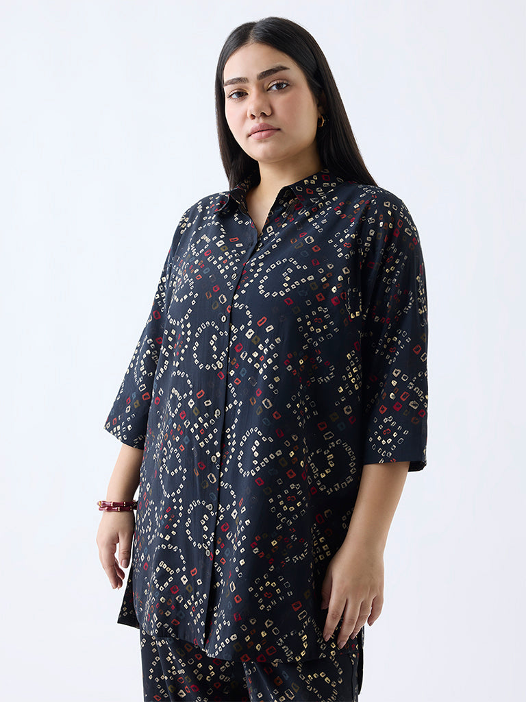 Diza Black Bandhani Print Tunic