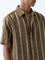ETA Brown Stripe Relaxed-Fit Cotton-Blend Shirt