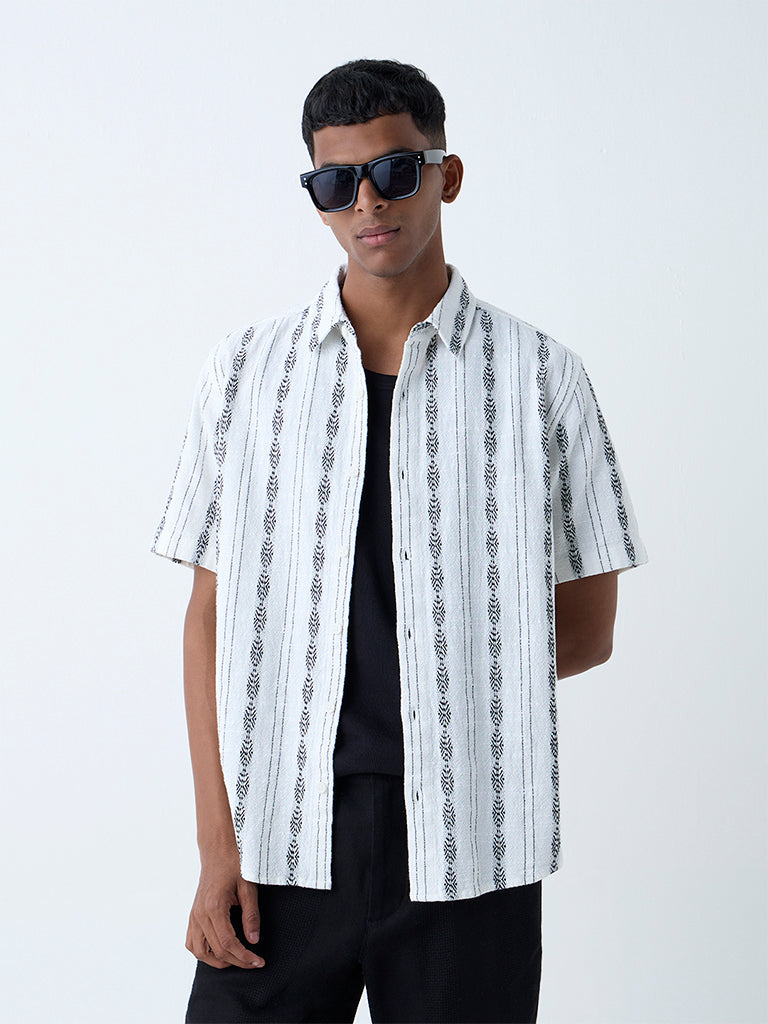 ETA White Striped Relaxed-Fit Shirt