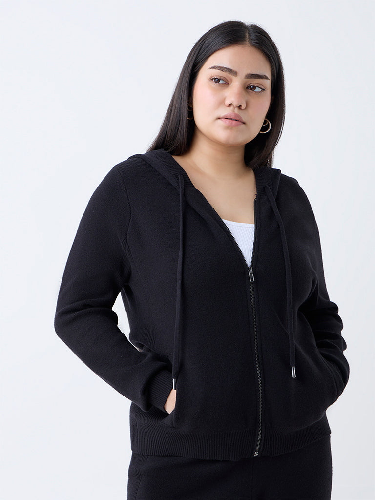 Gia Black Knit-Textured Jacket