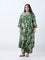 Diza Green Floral Design A-Line Kurta