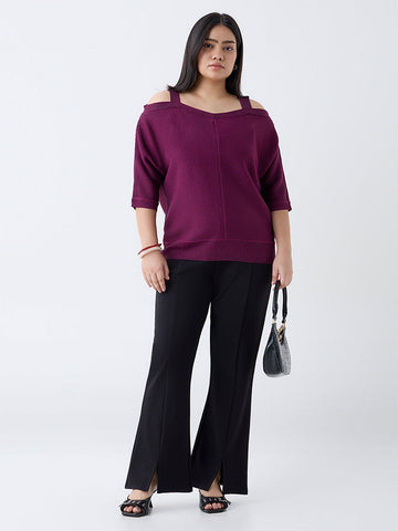 Gia Magenta Ribbed-Textured Top