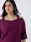 Gia Magenta Ribbed-Textured Top