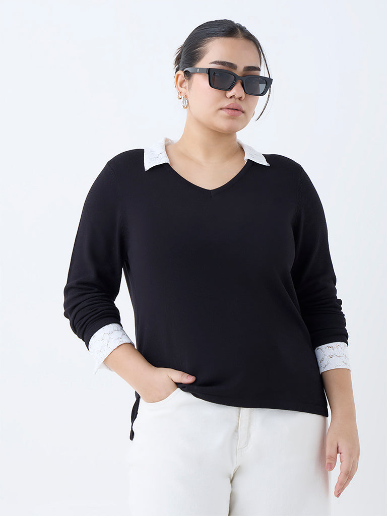 Gia Black Lace Detailed Sweater