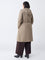 Gia Khaki Solid Hooded Long Coat
