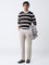 Ascot Dark Brown Striped Relaxed-Fit Cotton-Blend Sweater