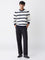 Ascot White Striped Relaxed-Fit Cotton-Blend Sweater