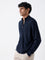 Ascot Navy Knit-Textured Relaxed Fit Jacket