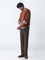Ascot Brown Knit-Textured Relaxed-Fit Cotton Sweater