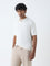 Ascot White Textured Relaxed-Fit Cotton-Blend Polo T-Shirt