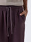 ETA Dark Purple Solid Relaxed Fit Mid-Rise Cotton Chinos
