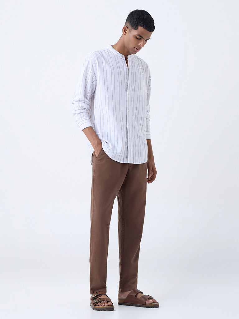 ETA White Striped Relaxed-Fit Cotton Shirt