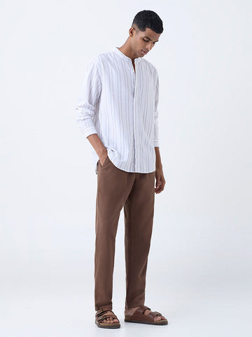 ETA White Striped Relaxed-Fit Cotton Shirt